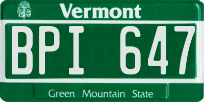 VT license plate BPI647