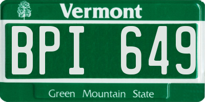 VT license plate BPI649