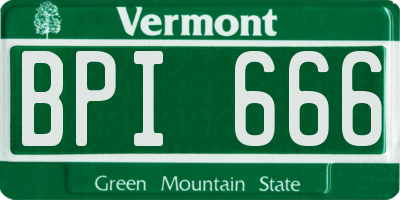 VT license plate BPI666