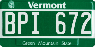 VT license plate BPI672
