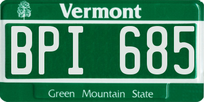 VT license plate BPI685
