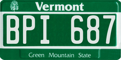 VT license plate BPI687