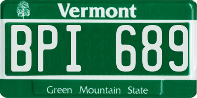 VT license plate BPI689