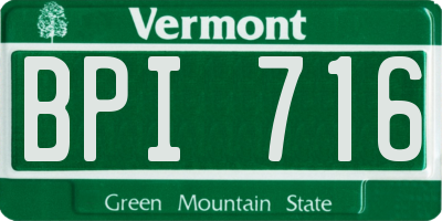 VT license plate BPI716