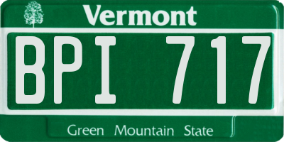 VT license plate BPI717