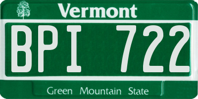 VT license plate BPI722