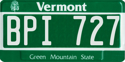 VT license plate BPI727