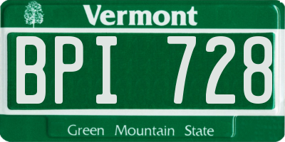 VT license plate BPI728