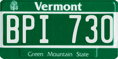 VT license plate BPI730