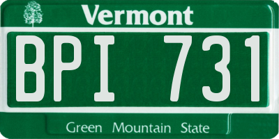 VT license plate BPI731