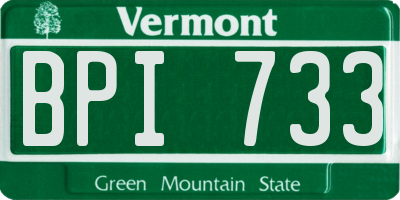 VT license plate BPI733