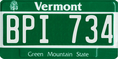 VT license plate BPI734