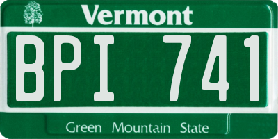 VT license plate BPI741