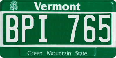 VT license plate BPI765
