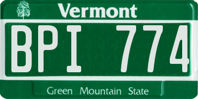 VT license plate BPI774