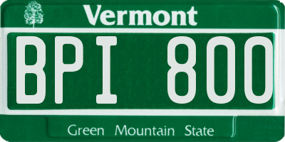 VT license plate BPI800