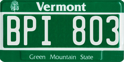 VT license plate BPI803