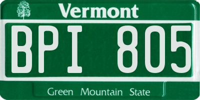 VT license plate BPI805