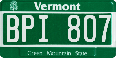 VT license plate BPI807