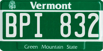 VT license plate BPI832