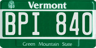 VT license plate BPI840