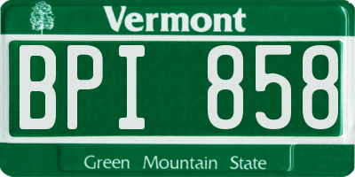 VT license plate BPI858