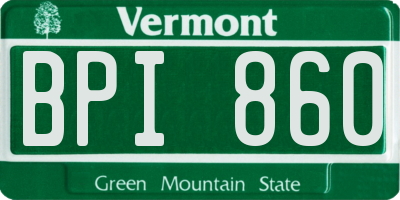 VT license plate BPI860