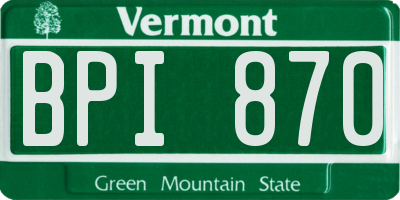 VT license plate BPI870