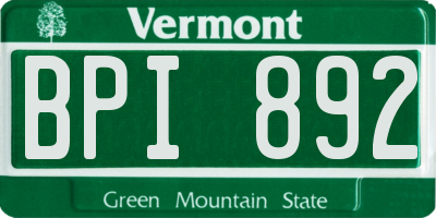 VT license plate BPI892