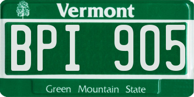 VT license plate BPI905