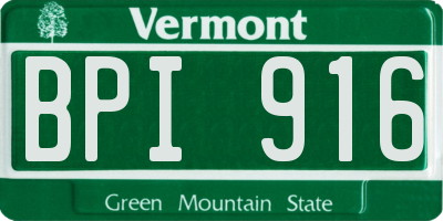 VT license plate BPI916