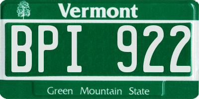 VT license plate BPI922