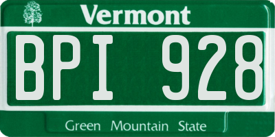 VT license plate BPI928