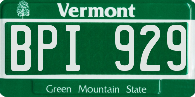 VT license plate BPI929