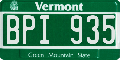 VT license plate BPI935