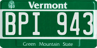 VT license plate BPI943