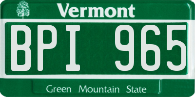 VT license plate BPI965