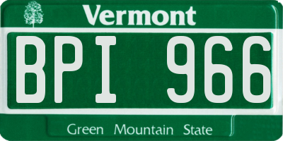 VT license plate BPI966