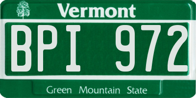 VT license plate BPI972