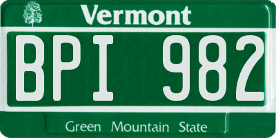 VT license plate BPI982