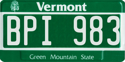 VT license plate BPI983