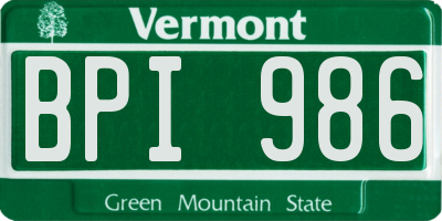 VT license plate BPI986