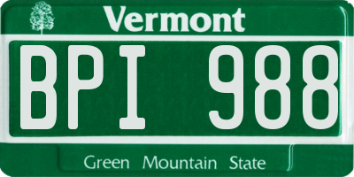 VT license plate BPI988