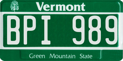 VT license plate BPI989