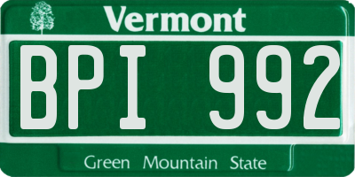 VT license plate BPI992