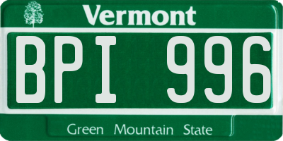 VT license plate BPI996