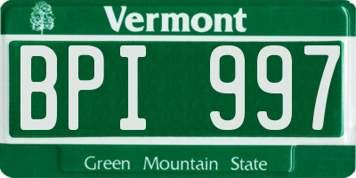 VT license plate BPI997