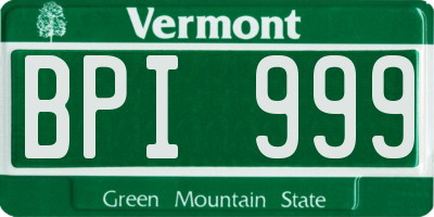 VT license plate BPI999