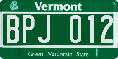 VT license plate BPJ012