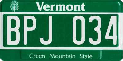 VT license plate BPJ034